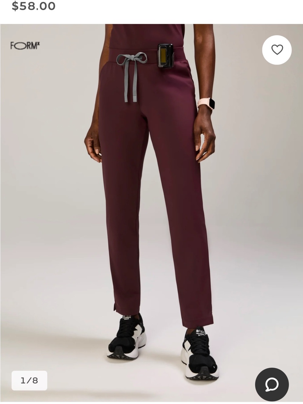 Figs Women's SLIM TAPERED burgundy petite Scrub Pants New with tags MWT
